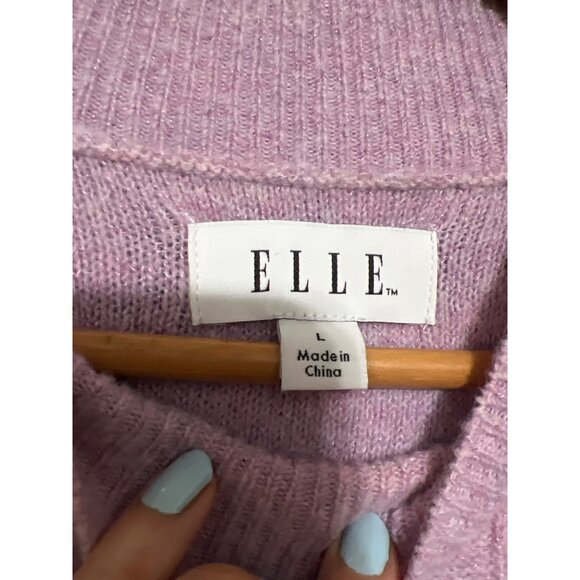 Elle Pink Pearl Embellished Mock Neck Sweater L - Picture 3 of 8